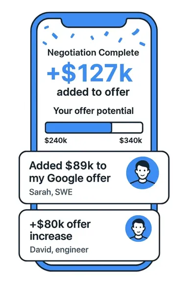 SalaryScript negotiation app showing +$127k added to offer